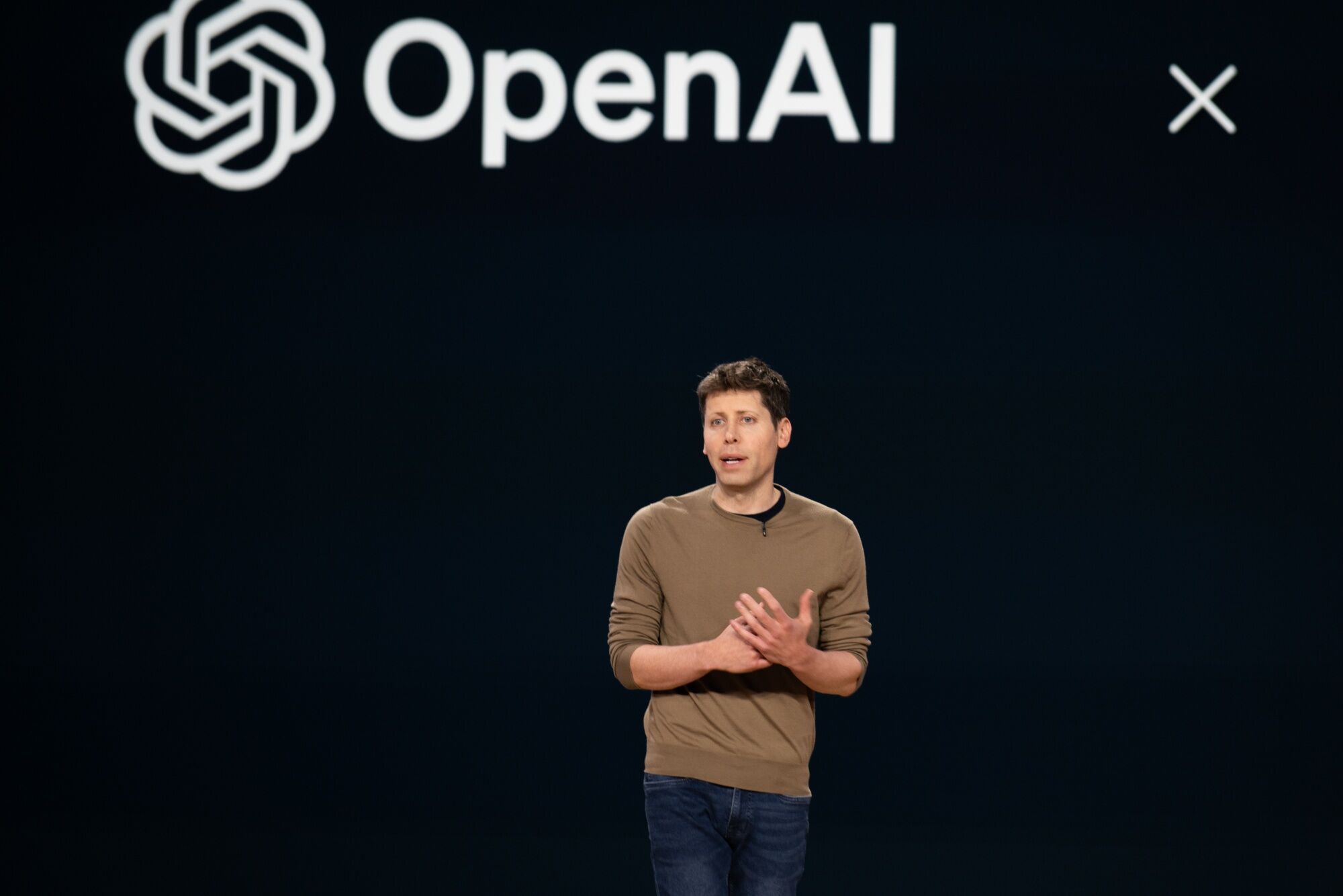 Sam Altman, diretor executivo da OpenAI, discursa no evento Microsoft Build em Seattle, EUA (Chona Kasinger/Bloomberg)