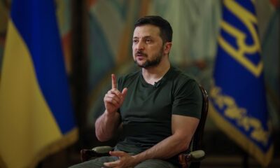 O chefe de estado ucraniano, Volodymyr Zelensky, em conversa com a Reuters, em Kiev, Ucrânia (REUTERS/Gleb Garanich)