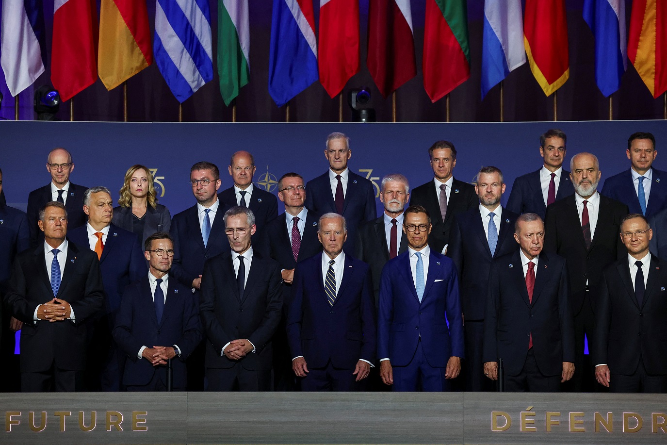 Líderes mundiais se reúnem em evento da Otan para celebrar o 75º aniversário da aliança, em Washington, EUA, no dia 9 de julho de 2024. REUTERS/Yves Herman