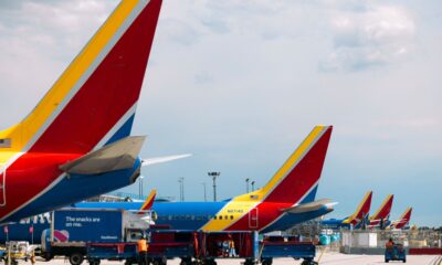 Aeronaves da Southwest Airlines no terminal de Baltimore, nos EUA (Angus Mordant/Bloomberg)