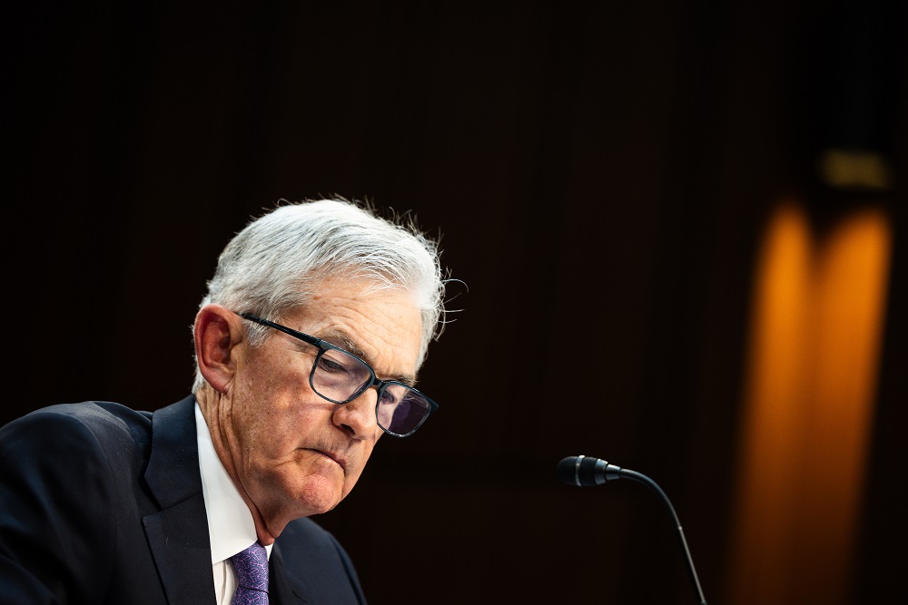 Jerome Powell, líder do Federal Reserve americano, em uma audiência do Comitê Bancário, Habitacional e de Assuntos Urbanos do Senado em Washington, DC, EUA, na terça-feira, 9 de julho de 2024 (Tierney L. Cross/Bloomberg)