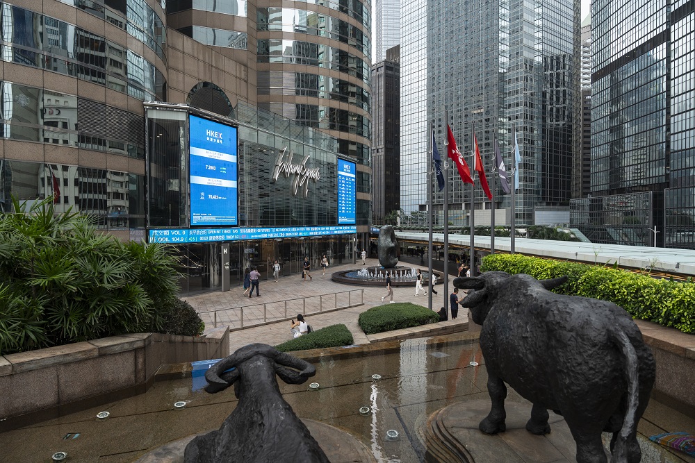 A Exchange Square na zona central de Hong Kong. Fotógrafo: Chan Long Hei/Bloomberg