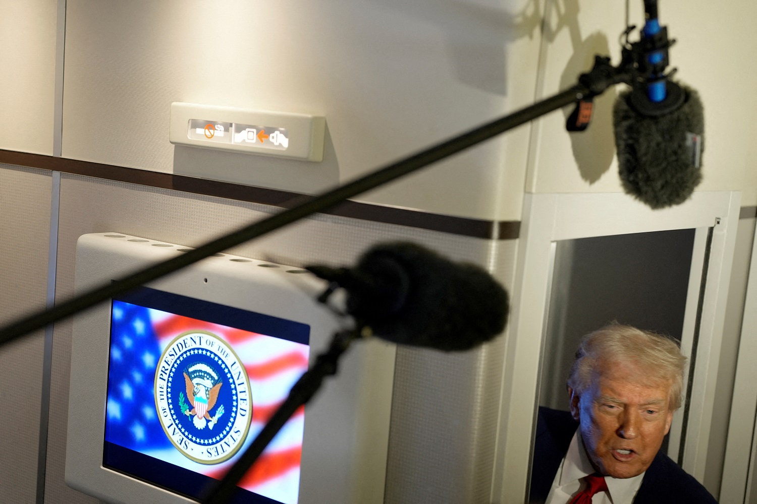 Donald Trump aboard Air Force One