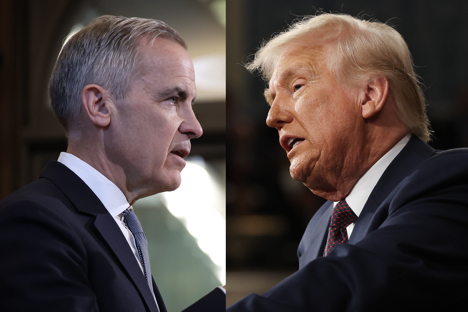 Imagem de Mark Carney e Donald Trump.