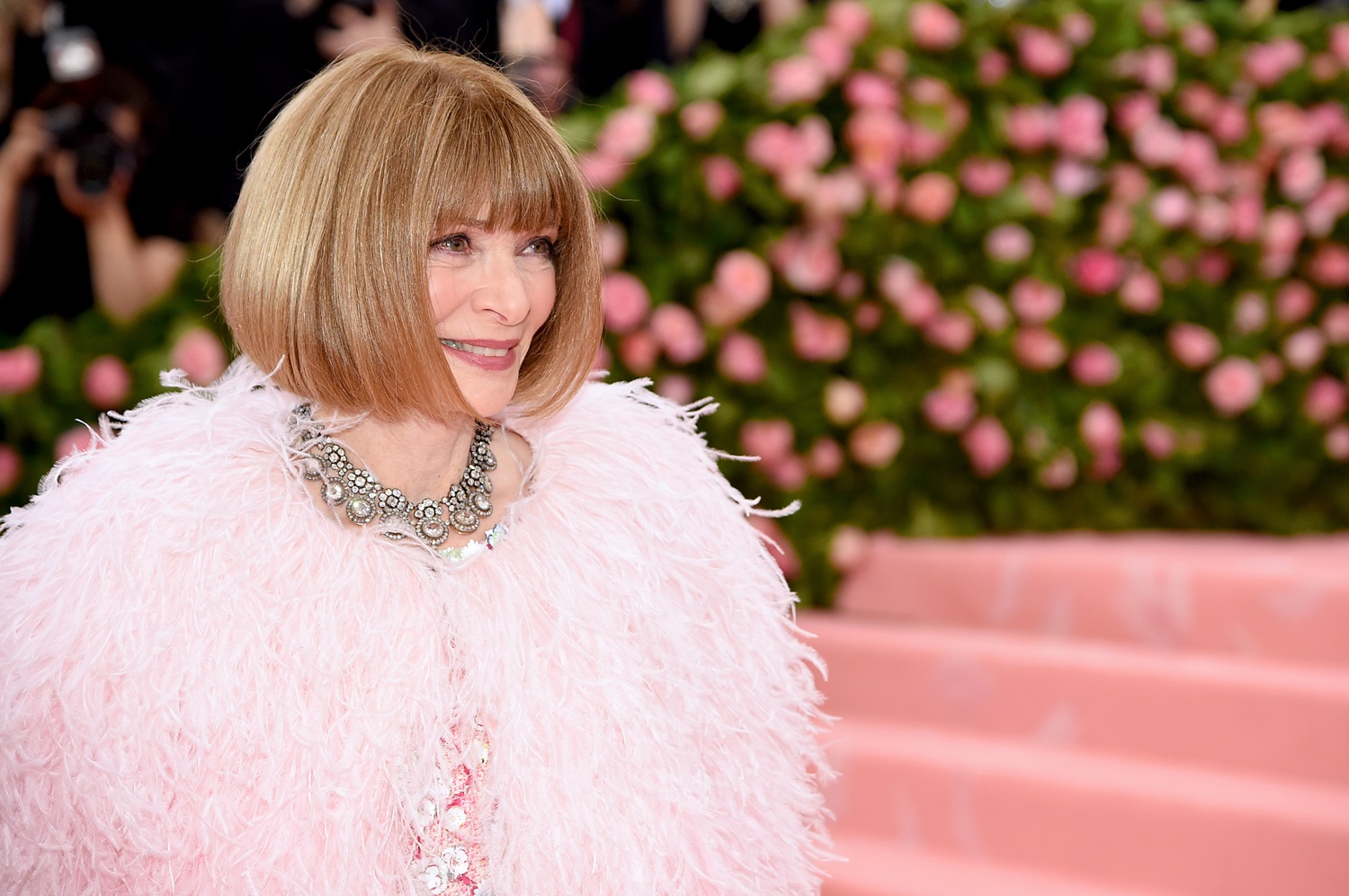 Uma imagem de Anna Wintour durante o evento Met Gala de 2019.