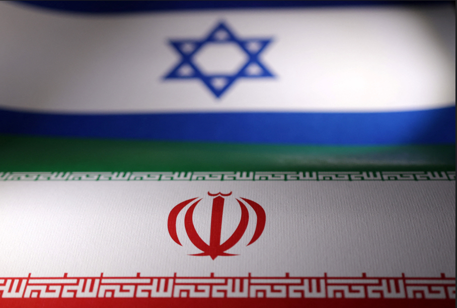 Desenho contendo as bandeiras de Israel e do Irã