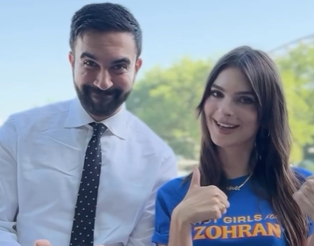 Imagem de Emily Ratajkowski e Zohran Mamdani