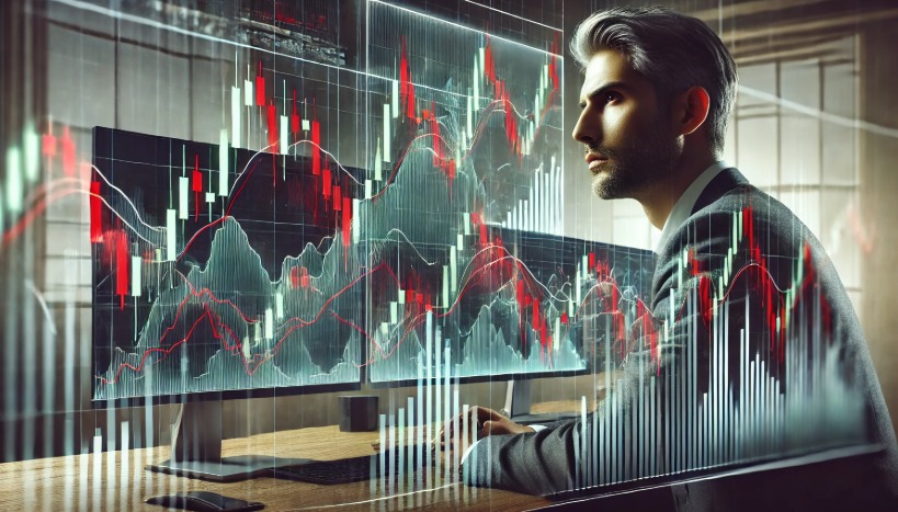 Gráfico ilustrativo demonstrando flutuações de mercado