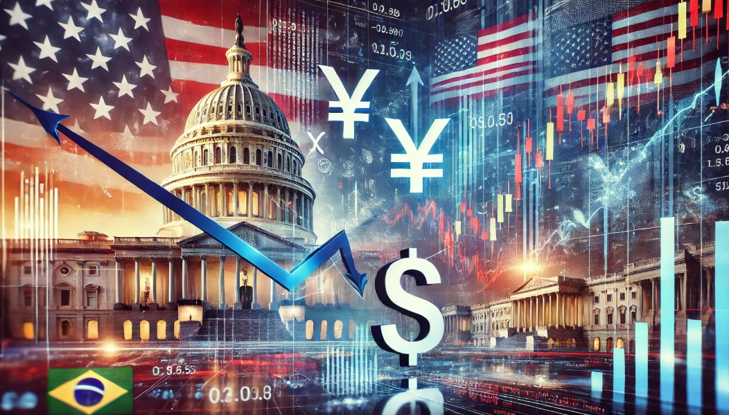 Representação gráfica da diminuição do valor do dólar