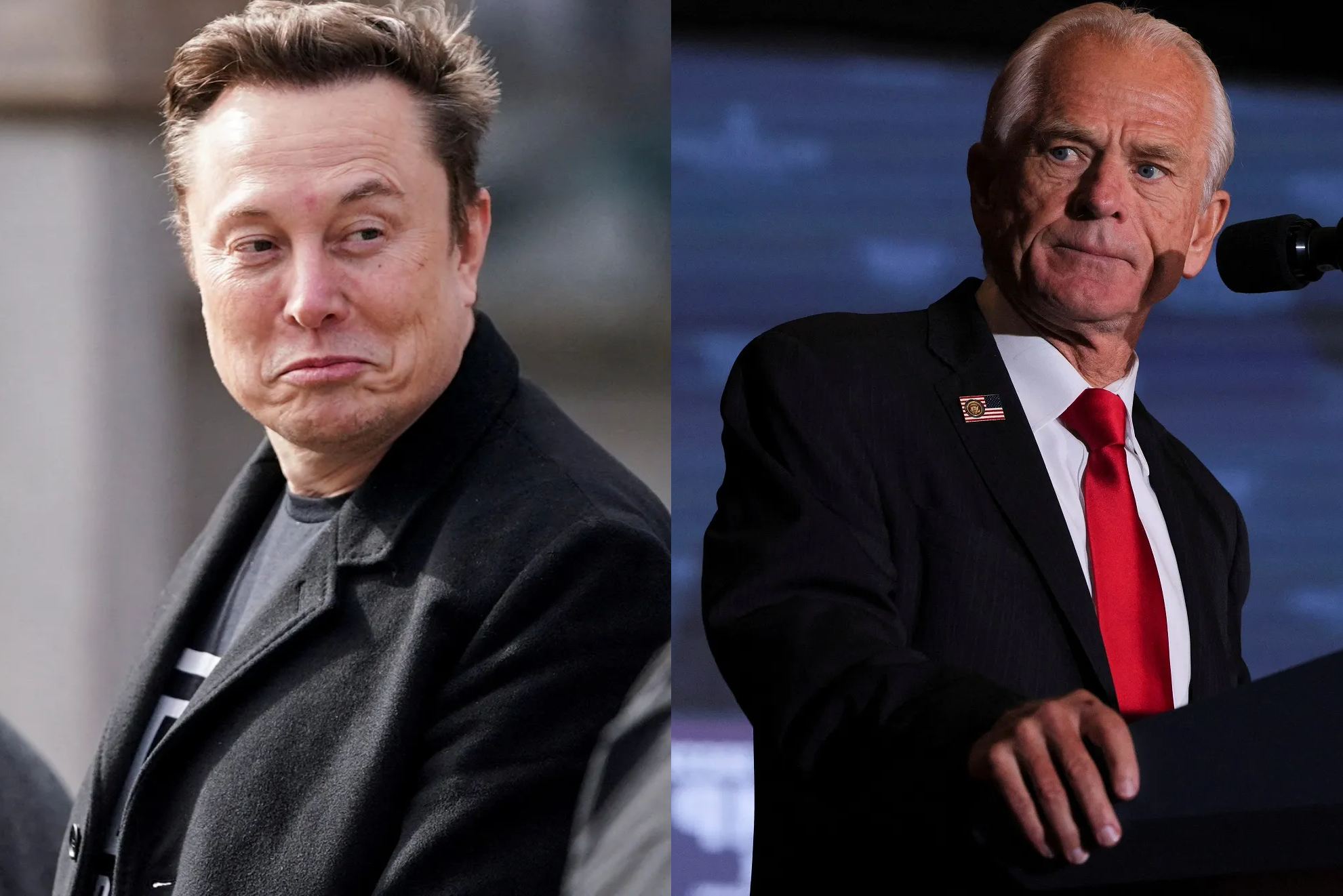 Elon Musk e Peter Navarro durante um evento