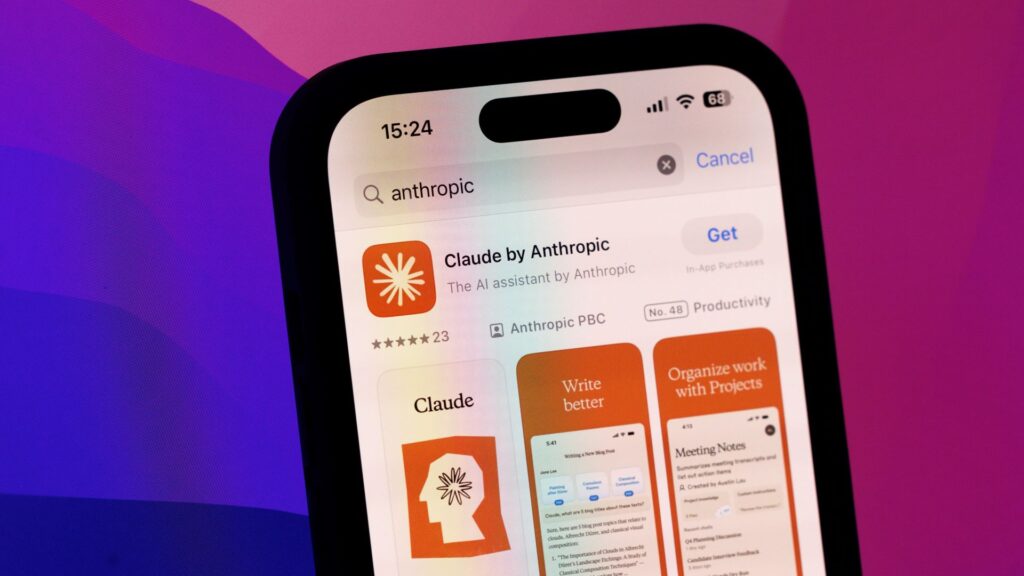 Imagem do aplicativo de celular da Anthropic AI.
