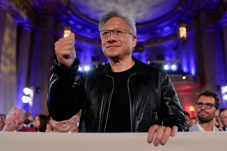 Jensen Huang speaking at the AI summit.